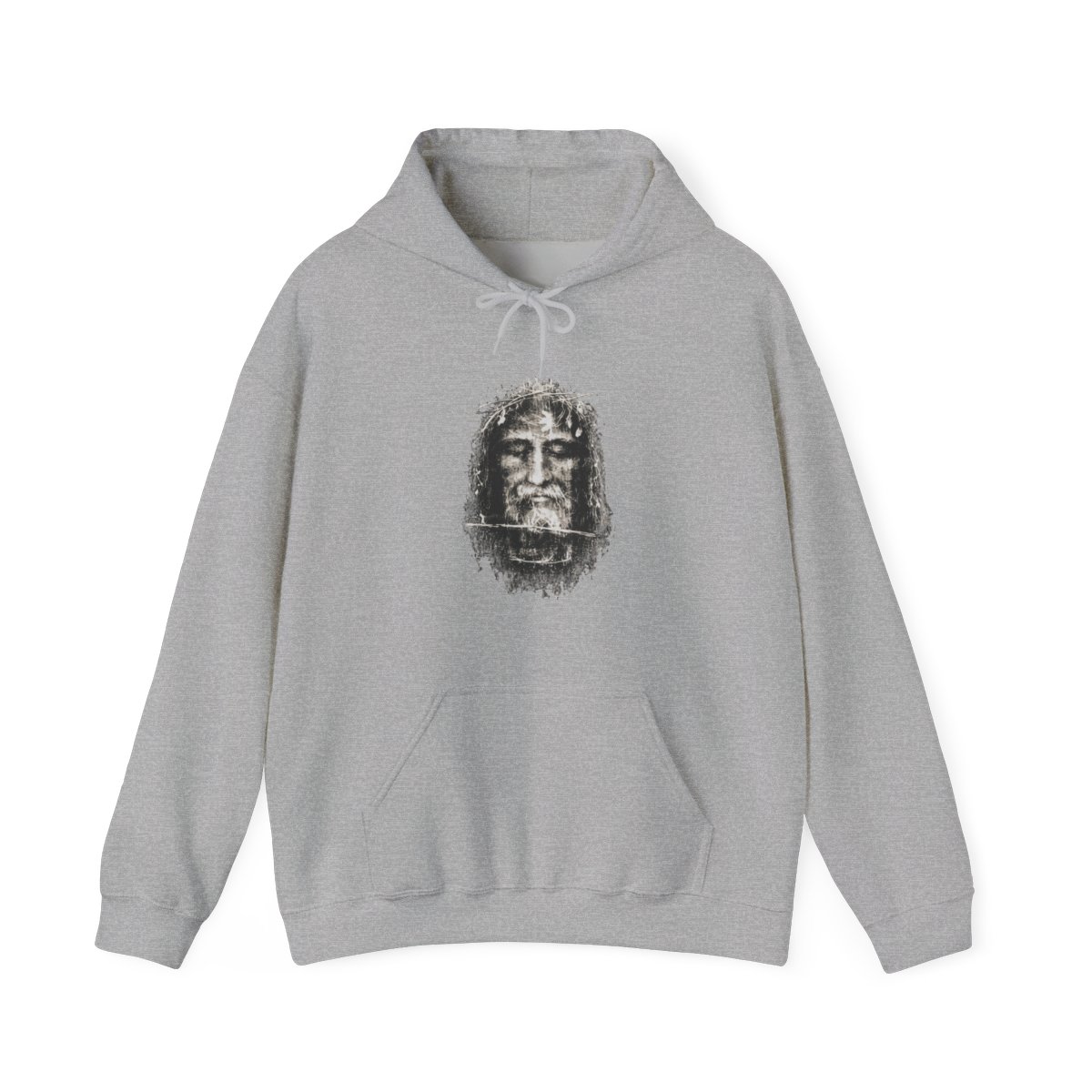 Distressed Shroud Face Cross Sacred Image Design Hoodie - Official hoodies merchandise