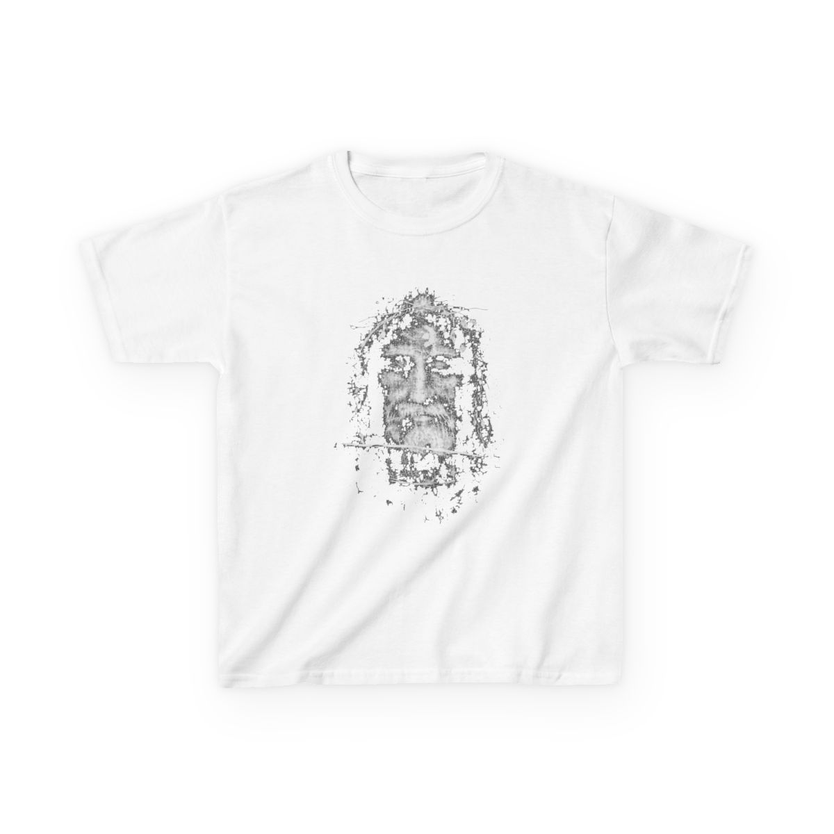 Distressed Shroud Face Cross Sacred Image Design Kids T-Shirt - Official t-shirts merchandise