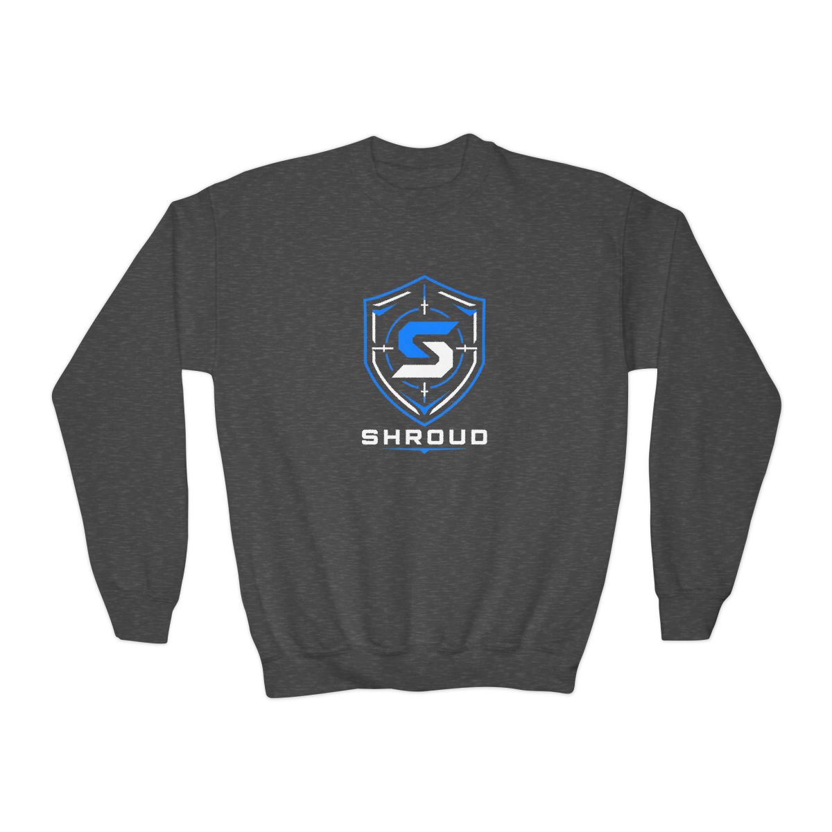 Shroud " at the center, representing Shroud" Kids Crewneck - alternate angle 2, merchandise